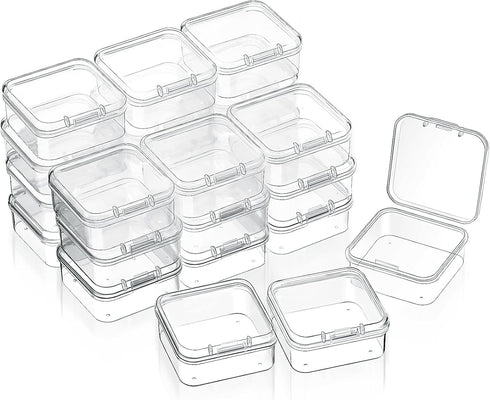 SATINIOR 24 Packs Small Clear Plastic Beads Storage Containers Box with Hinged Lid for Storage of Small Items, Crafts, Jewelry, Hardware (1.7 x 1....